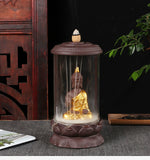 Porte-encens Bouddha or sous cloche | magique encens