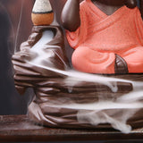 Porte-encens moine chinois rouge méditation | magique-encens